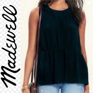 NWT. $79R Madewell Peplum Sleeveless Top. Black. Size Small